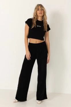 Wide Leg Pants Black -Chic Boutique Shop SummiSummiAW23 3562