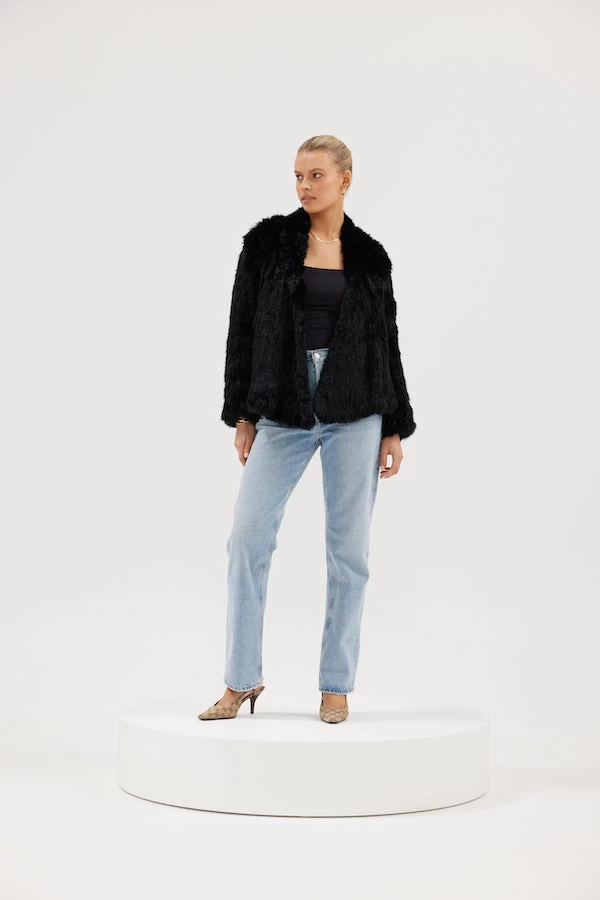 Valencia Fur Jacket Black 4 Valencia Fur Jacket Black - Image 2