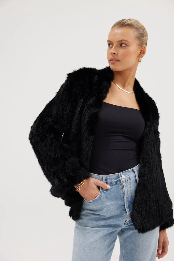 Valencia Fur Jacket Black 7 Valencia Fur Jacket Black - Image 5