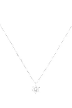 14kt White Gold Crystal Lotus Flower Necklace