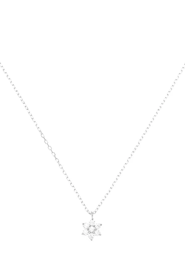 14kt White Gold Crystal Lotus Flower Necklace 3 14kt White Gold Crystal Lotus Flower Necklace
