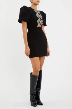 Rebecca Vallance Yvonne Bow Mini Dress 13 Rebecca Vallance Yvonne Bow Mini Dress -Chic Boutique Shop YVONNE BOW MINI 2303 1059 BLACK SIDE 75743