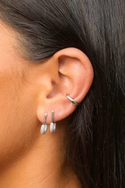 Honor Huggies Silver Pavé -Chic Boutique Shop avant studio honor silver luna 3000x 06127760 78bf 4f77 9bc3 c12be7aac055