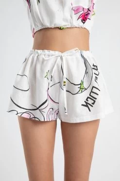 Drawstring Relaxed Shorts Cowboi Print