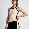 Racer Tank Cream/Black Stripe -Chic Boutique Shop cream black cotton 2570