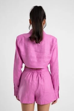 Linen Shorts Fuchsia -Chic Boutique Shop fuchsia linen 1972