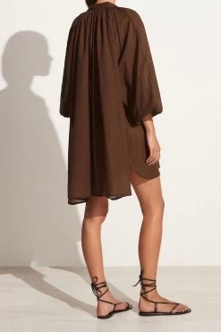 Faithfull The Brand Lucita Smock Dress Chocolate -Chic Boutique Shop iORvV Zk