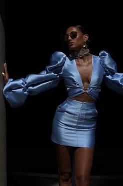 Femme Fatele Mini Skirt Baby Blue