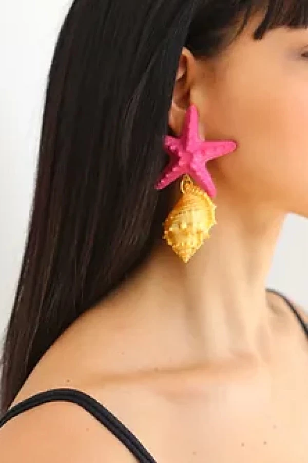 Le Splash Earrings Neon Pink/Yellow 4 Le Splash Earrings Neon Pink/Yellow - Image 2