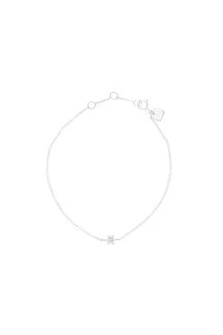 14kt White Gold Crystal Lotus Flower Bracelet